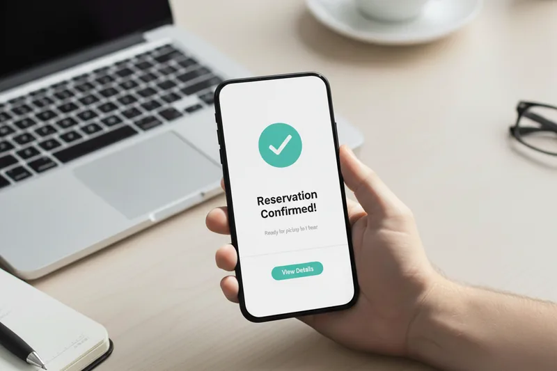 Customer completing a reservation on a mobile phone